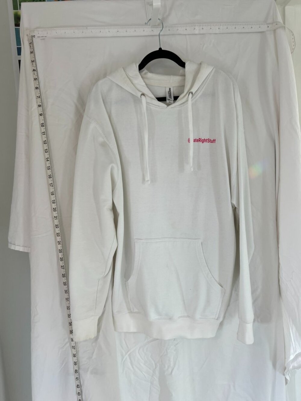 Independent Trading Hoodie Men's White Size XL Ribbed Hem Classic Drop Shoulder